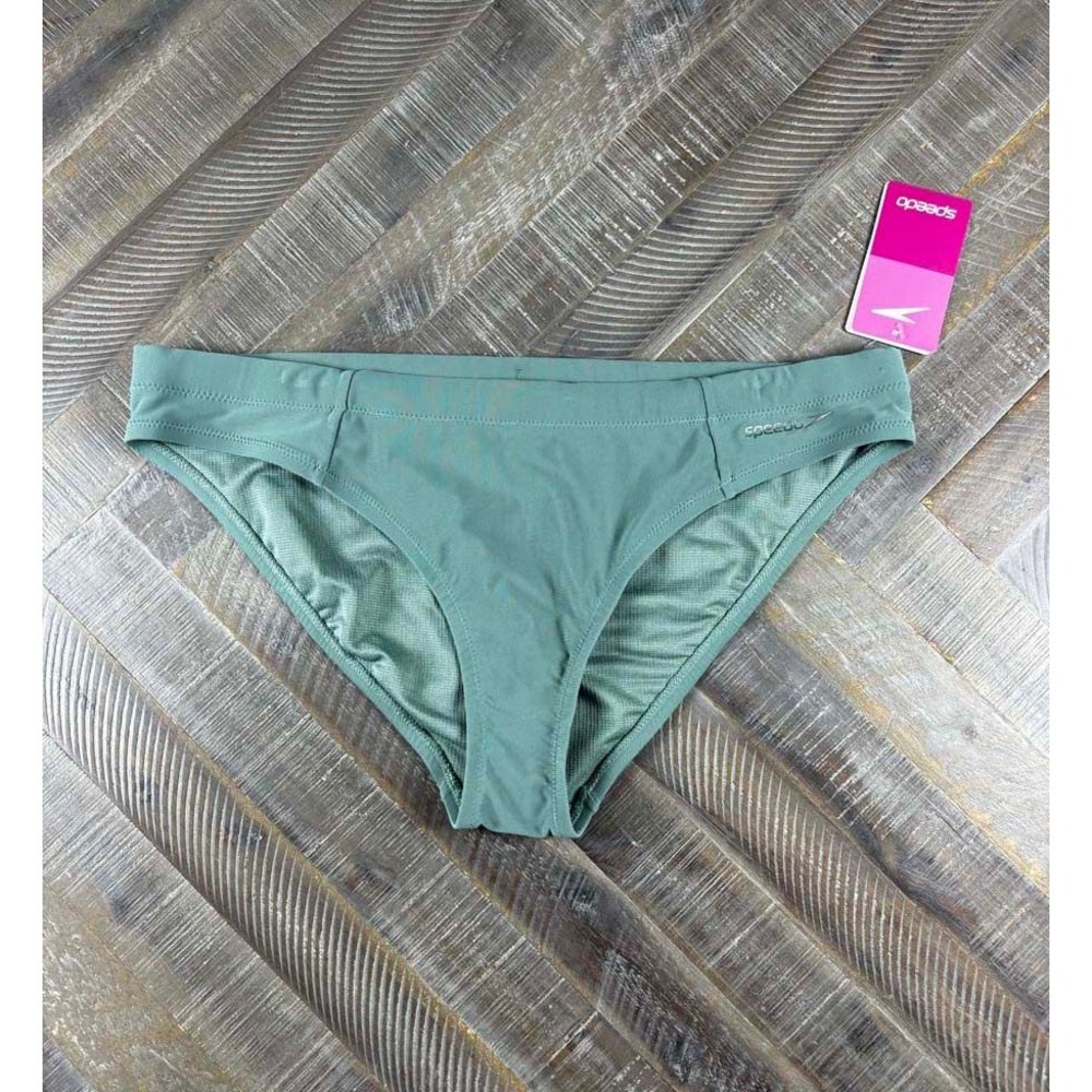 Speedo Womens Bikini Swim Bottom Soft Olive Green Brief Large 800392116002 NWT